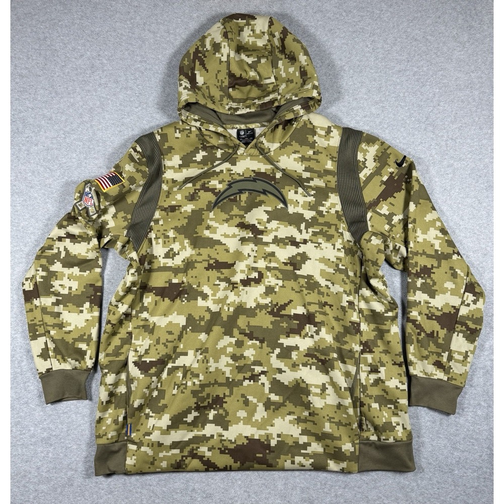 Nike Los Angeles Chargers Salute to Service Hoodie XXL Camo Dri-FIT NFL Onfield